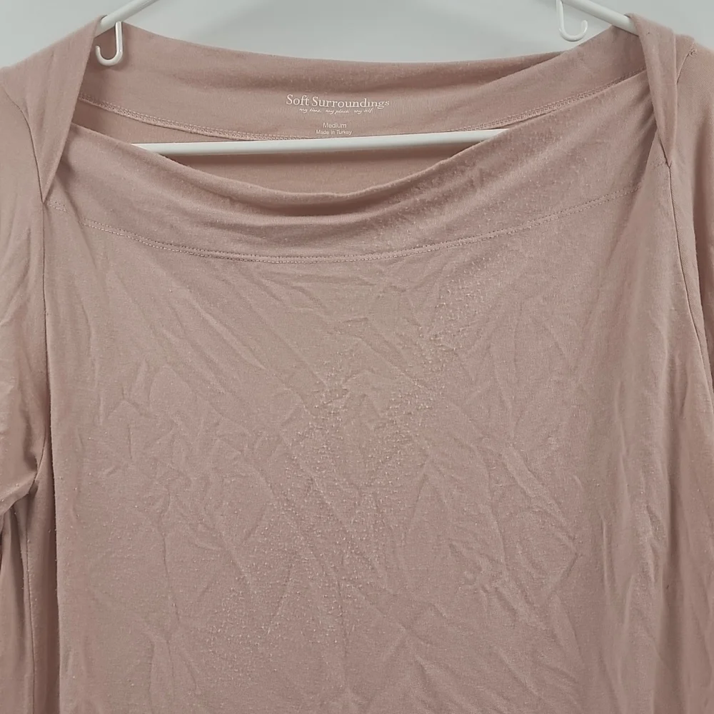Soft surroundings pale pink long-sleeved top - Picture 3 of 5